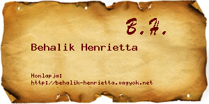 Behalik Henrietta névjegykártya